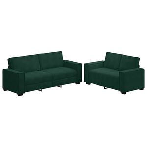 vidaXL Conjunto de sof&aacute; de 2 pe&ccedil;as com almofadas em veludo verde escuro