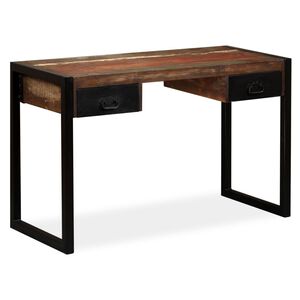 vidaXL Mesa com 2 gavetas madeira recuperada maci&ccedil;a 120x50x76 cm