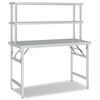 vidaXL Mesa trabalho cozinha c/ prateleira 120x60x145cm a&ccedil;o inoxid&aacute;vel