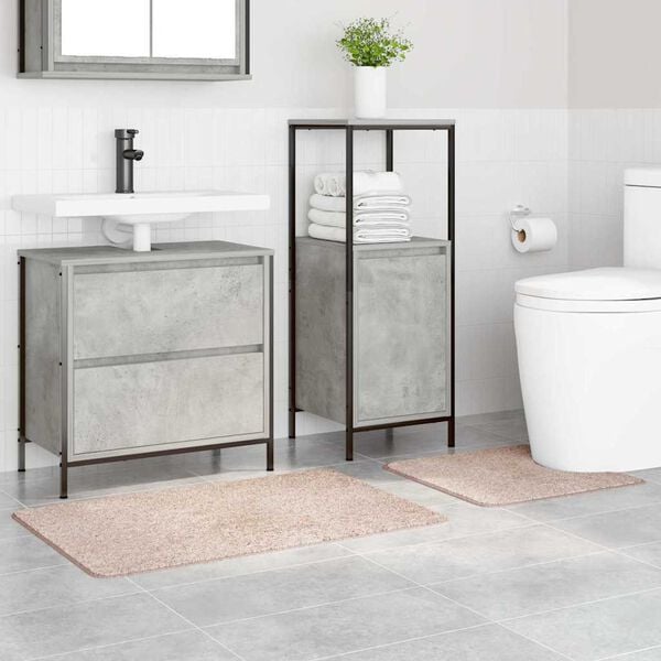 vidaXL Conjunto de Tapetes de Banho Antiderrapantes 2 pcs Creme PP