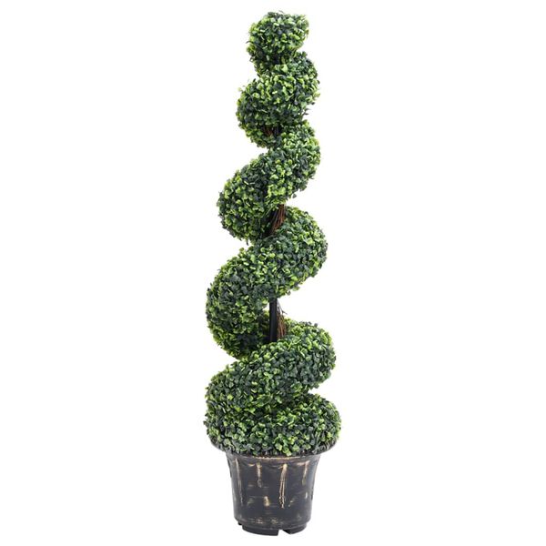 vidaXL Planta artificial buxo em espiral com vaso 117 cm verde