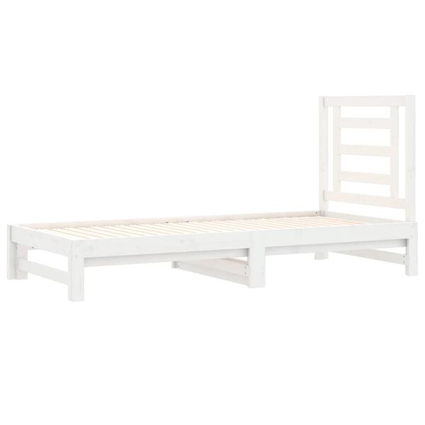 vidaXL Estrutura sof&aacute;-cama de puxar 2x(90x190) cm pinho maci&ccedil;o branco