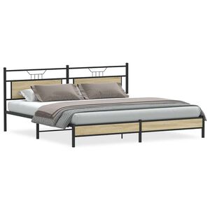 vidaXL Estrutura de cama sem colch&atilde;o 193x203cm metal carvalho sonoma