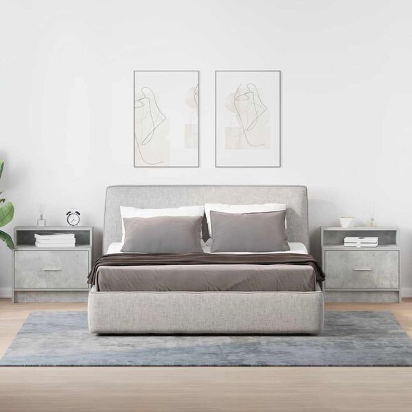 vidaXL Mesas de cabeceira com gaveta 2 pcs 51x31x47cm cinzento cimento