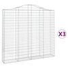 vidaXL Cestos gabião arqueados 3pcs 200x30x180/200cm ferro galvanizado