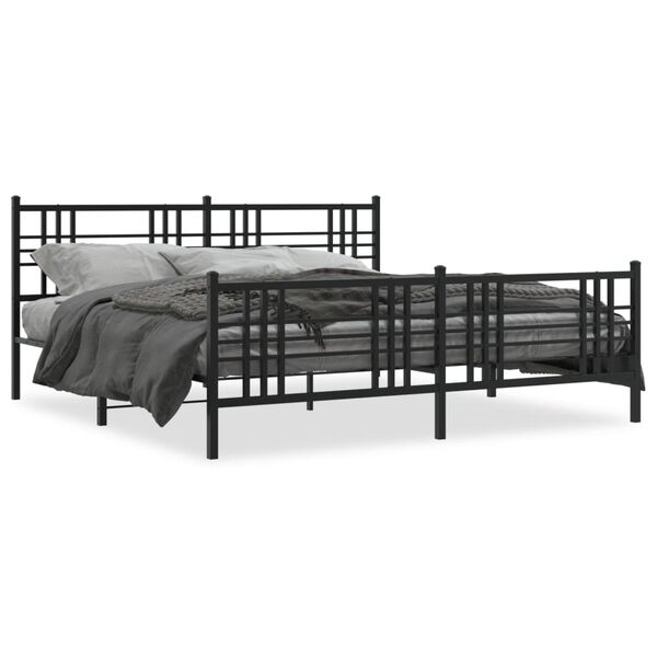 vidaXL Estrutura de cama com cabeceira e pés 183x213 cm metal preto
