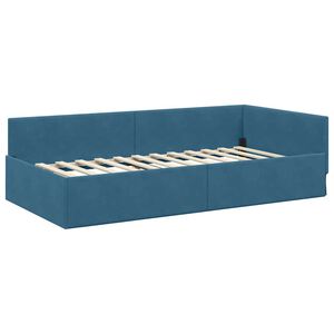 vidaXL Estrutura de Cama de Canto Azul 80 cm x 200 cm Veludo
