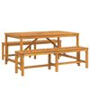 vidaXL Conjunto de Jantar para Jardim 3 unid. Castanho