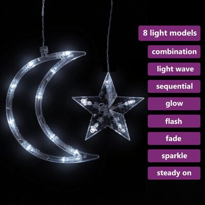 vidaXL Estrelas e luas de luz c/ controlo remoto 345 LEDs branco frio
