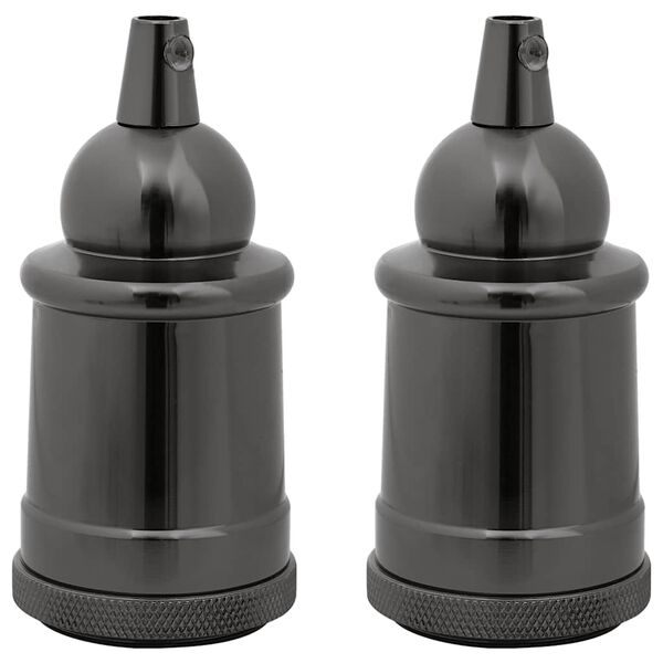 vidaXL Casquilhos de l&acirc;mpadas 2 pcs Preto brilhante E27