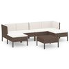 vidaXL 7 pcs conjunto lounge jardim c/ almofad&otilde;es vime PE castanho