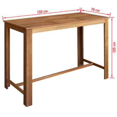 vidaXL Conjunto mesa e bancos de bar, 7 pcs, madeira de acácia sólida