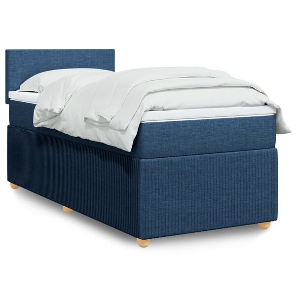 vidaXL Cama com molas/colch&atilde;o 90x190 cm tecido azul