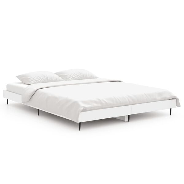 vidaXL Estrutura de cama 140x190 cm derivados de madeira branco