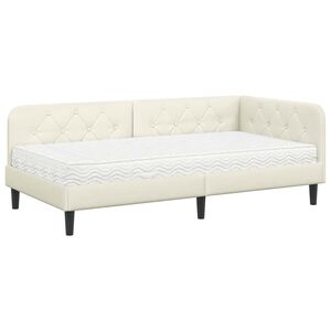 vidaXL Estrutura de Cama de Canto Creme 100 x 200 cm Veludo