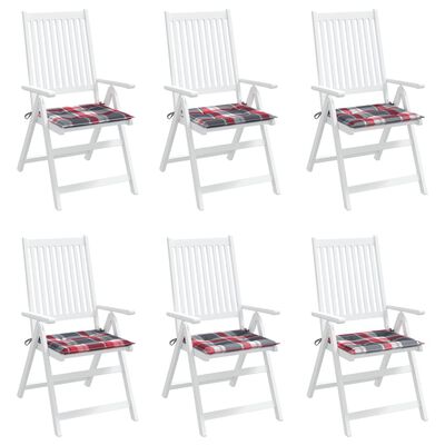 vidaXL Almofadões cadeiras jardim 6pcs tecido oxford xadrez vermelho
