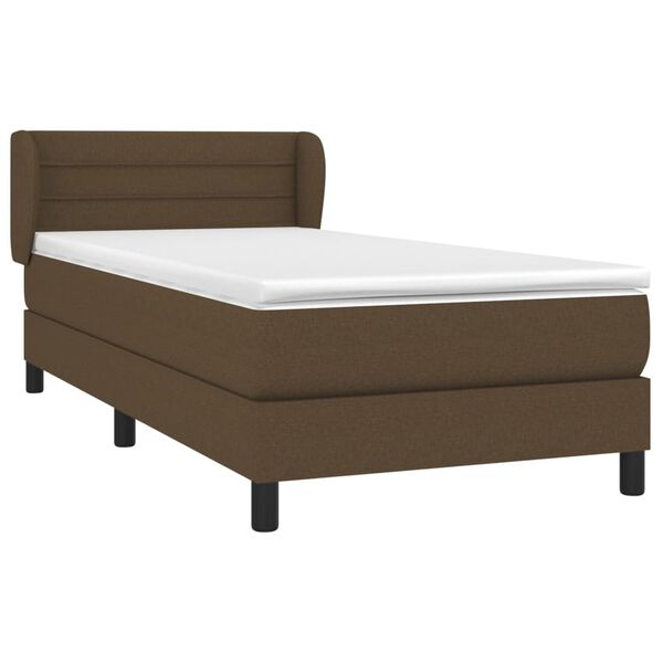 vidaXL Cama com molas/colch&atilde;o 90x190 cm tecido castanho-escuro
