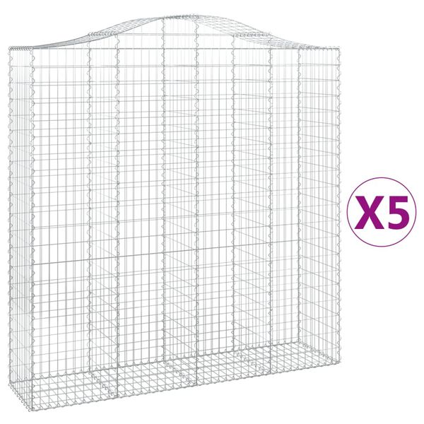 vidaXL Cestos gabi&atilde;o arqueados 5pcs 200x50x200/220cm ferro galvanizado