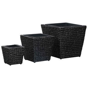 vidaXL Vasos/floreiras 3 pcs jacinto de &aacute;gua preto