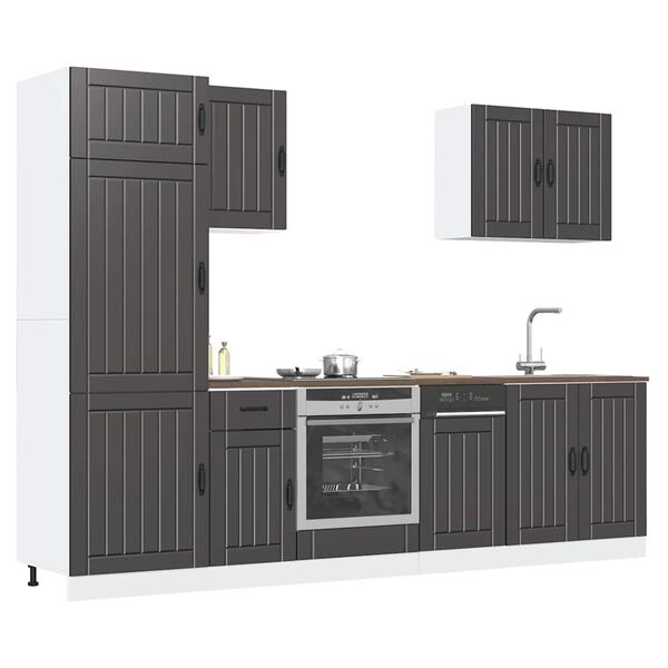 vidaXL 7 pe&ccedil;as arm&aacute;rio de cozinha conjunto Lucca preto