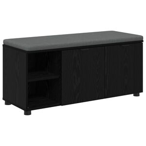 vidaXL Banco de Hall com almofada Carvalho Preto 100 x 38 x 46 cm