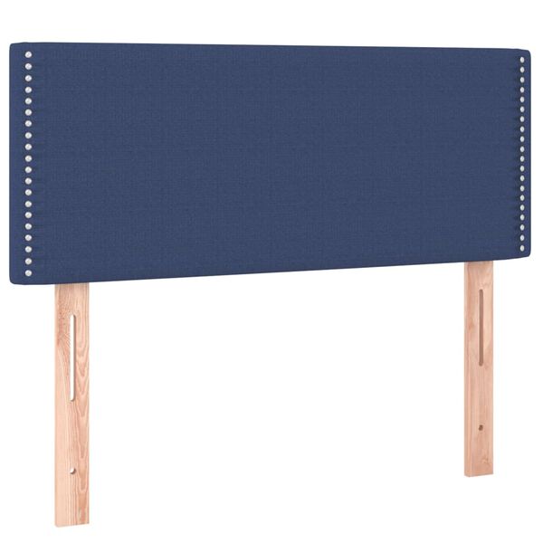 vidaXL Cabeceira de cama c/ luzes LED tecido 90x5x78/88 cm azul