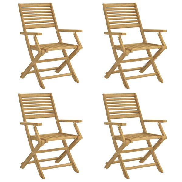 vidaXL Cadeiras jardim dobráveis 4 pcs 54,5x61,5x86,5 cm acácia maciça
