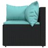 vidaXL 4 pcs conjunto lounge de jardim c/ almofad&otilde;es vime PE preto