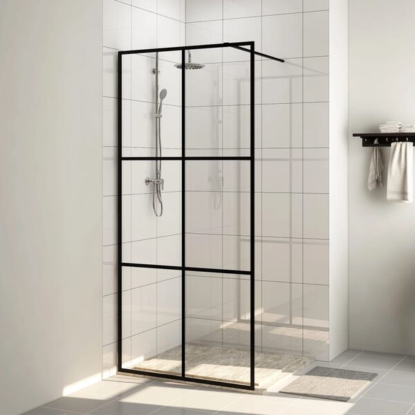 vidaXL Divisória de chuveiro c/ vidro transparente ESG 90x195 cm preto