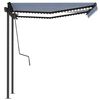 vidaXL Toldo retr&aacute;til manual com LED 3,5x2,5 m azul e branco