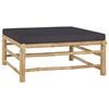 vidaXL 3 pcs conj. lounge jardim em bambu c/ almofadões cinza-escuro