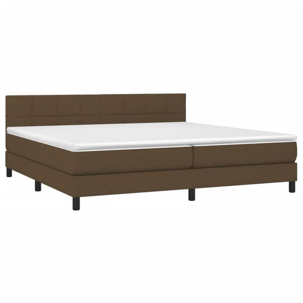 vidaXL Cama box spring c/ colch&atilde;o/LED 200x200cm tecido castanho-escuro