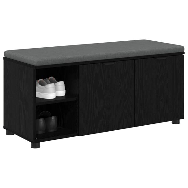 vidaXL Banco de Hall com almofada Carvalho Preto 100 x 38 x 46 cm