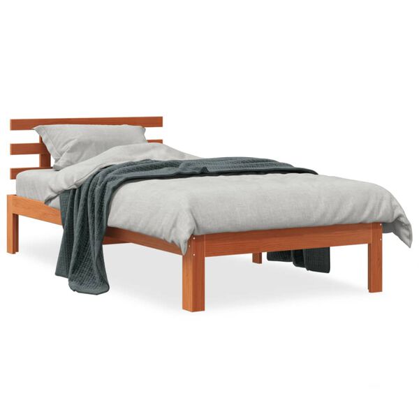 vidaXL Cama sem colch&atilde;o 90x200 cm pinho maci&ccedil;o castanho-mel