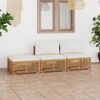 vidaXL 3 pcs conjunto lounge jardim + almofad&otilde;es cor creme teca maci&ccedil;a