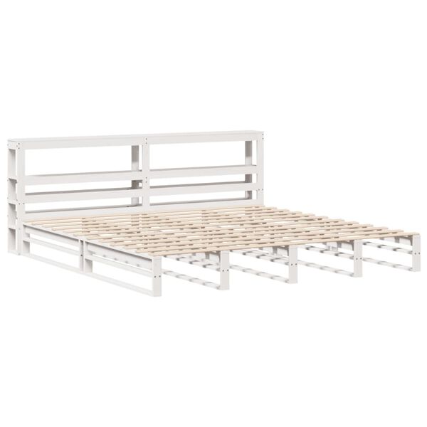vidaXL Cama sem colch&atilde;o 180x200 cm madeira de pinho maci&ccedil;a branco