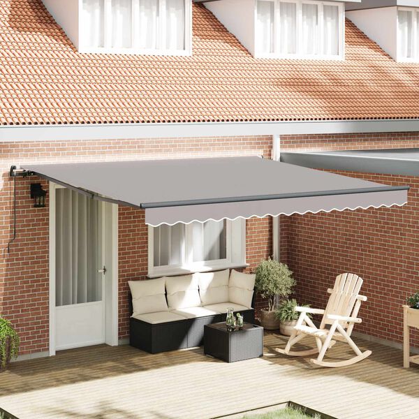 vidaXL Toldo Retr&aacute;til Cinzento-claro 400 &times; 350 cm Poli&eacute;ster e A&ccedil;o