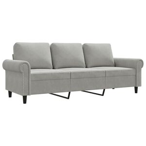 vidaXL Sof&aacute; de 3 lugares 180 cm veludo cinzento-claro