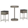 vidaXL 3 pcs conjunto de bar p/ jardim c/ almofad&otilde;es vime PE cinzento