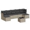 vidaXL 8 pcs conj. sof&aacute;s jardim c/ almofad&otilde;es vime PE cinzento-claro