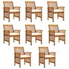 vidaXL Cadeiras de jantar p/ jardim 8 pcs c/ almofad&otilde;es ac&aacute;cia maci&ccedil;a