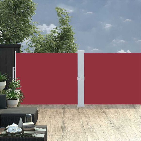 vidaXL Toldo lateral retrátil para pátio 140x1200 cm vermelho