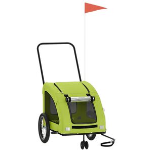 vidaXL Reboque de bicicleta p/ animais tecido oxford/ferro verde