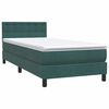 vidaXL Cama box spring c/ colch&atilde;o e LED 100x220 cm veludo verde-escuro