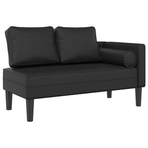 vidaXL Chaise longue com almofad&otilde;es couro artificial preto