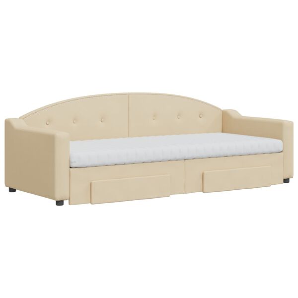 vidaXL Sofá-cama com gavetão e gavetas 80x200 cm tecido cor creme