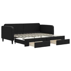 vidaXL Sof&aacute;-cama com gavet&atilde;o e gavetas 90x200 cm tecido preto