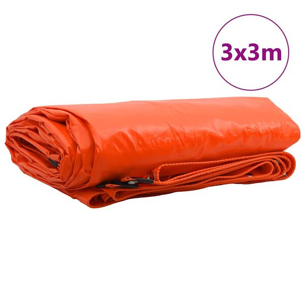 vidaXL Lona 650g / m&sup2; Laranja 3 x 3 m Lona com revestimento em PVC