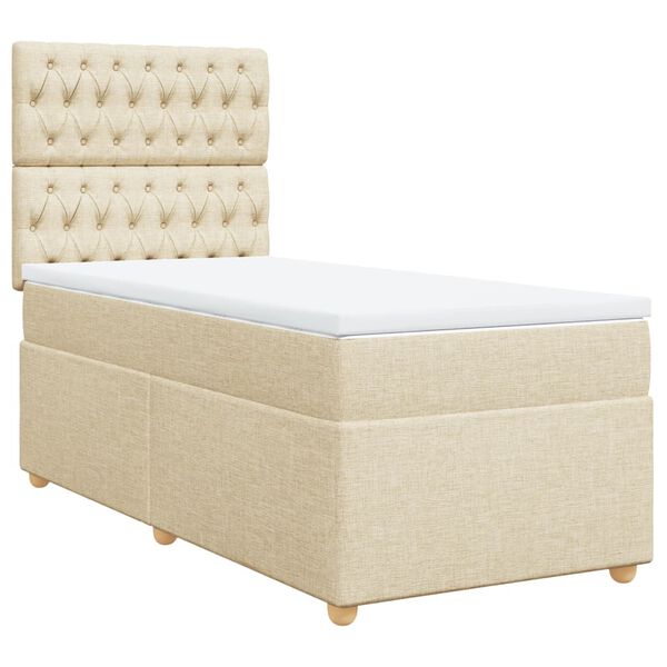 vidaXL Cama com molas/colch&atilde;o 90x190 cm tecido cor creme