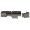 vidaXL 7 pcs conjunto lounge de jardim c/ almofad&otilde;es vime PE cinzento